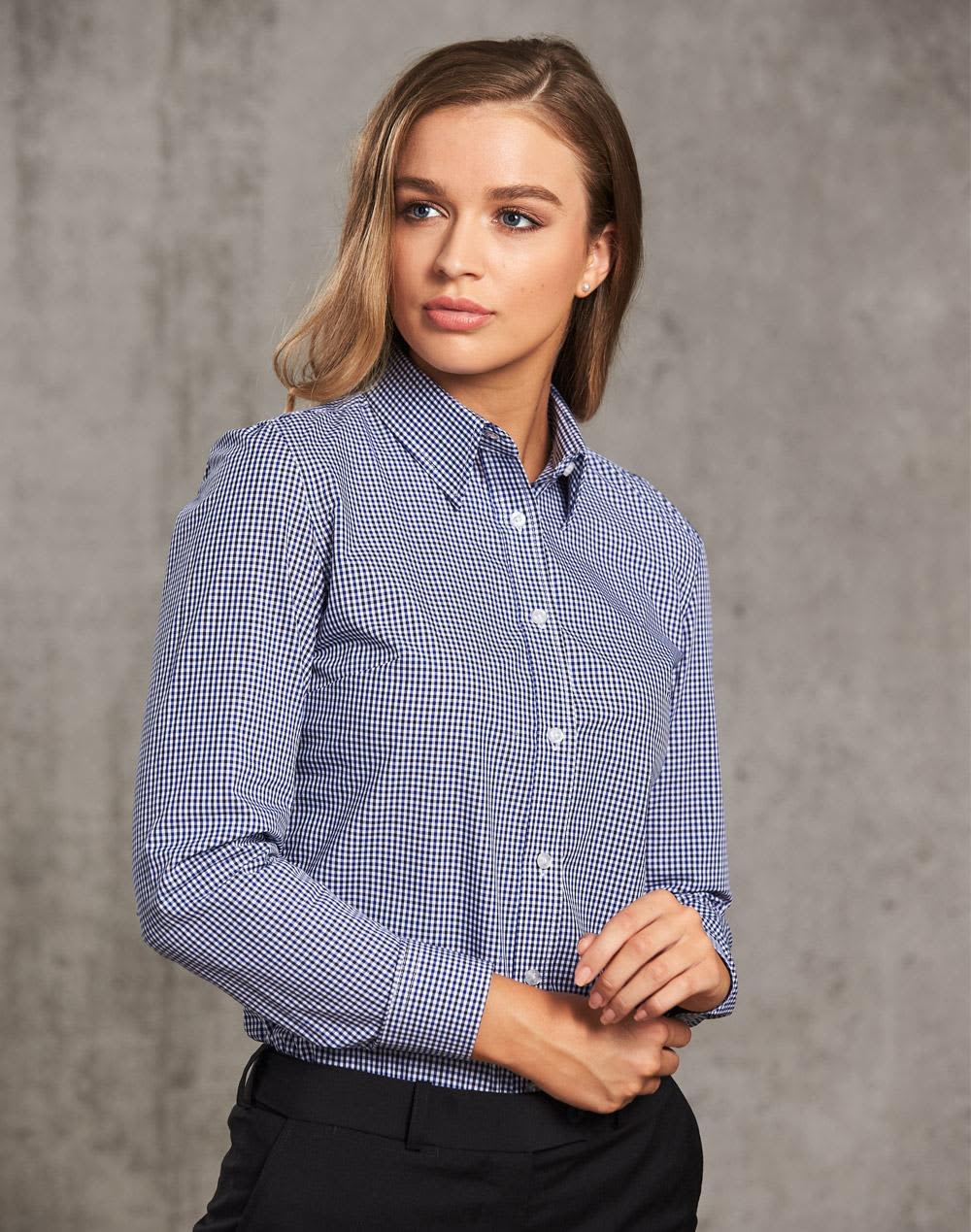 Ladiesโ Multi Tone Check Long Sleeve Shirt