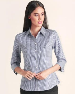 Shiny Ladies’ Two Tone Check 3/4 Sleeve Shirt SH-M8320Q