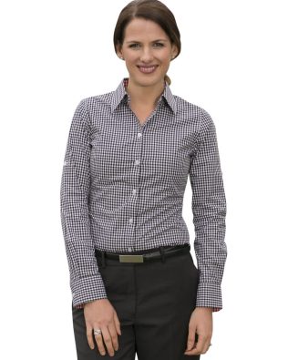Shiny Women’s Gingham Check Roll-up L/S Shirt SH-M8330L
