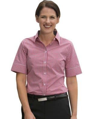 Shiny Women’s Gingham Check S/S Shirt SH-M8330S