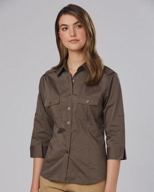 Shiny Women’s 3/4 Sleeve Military Shirt SH-M8913