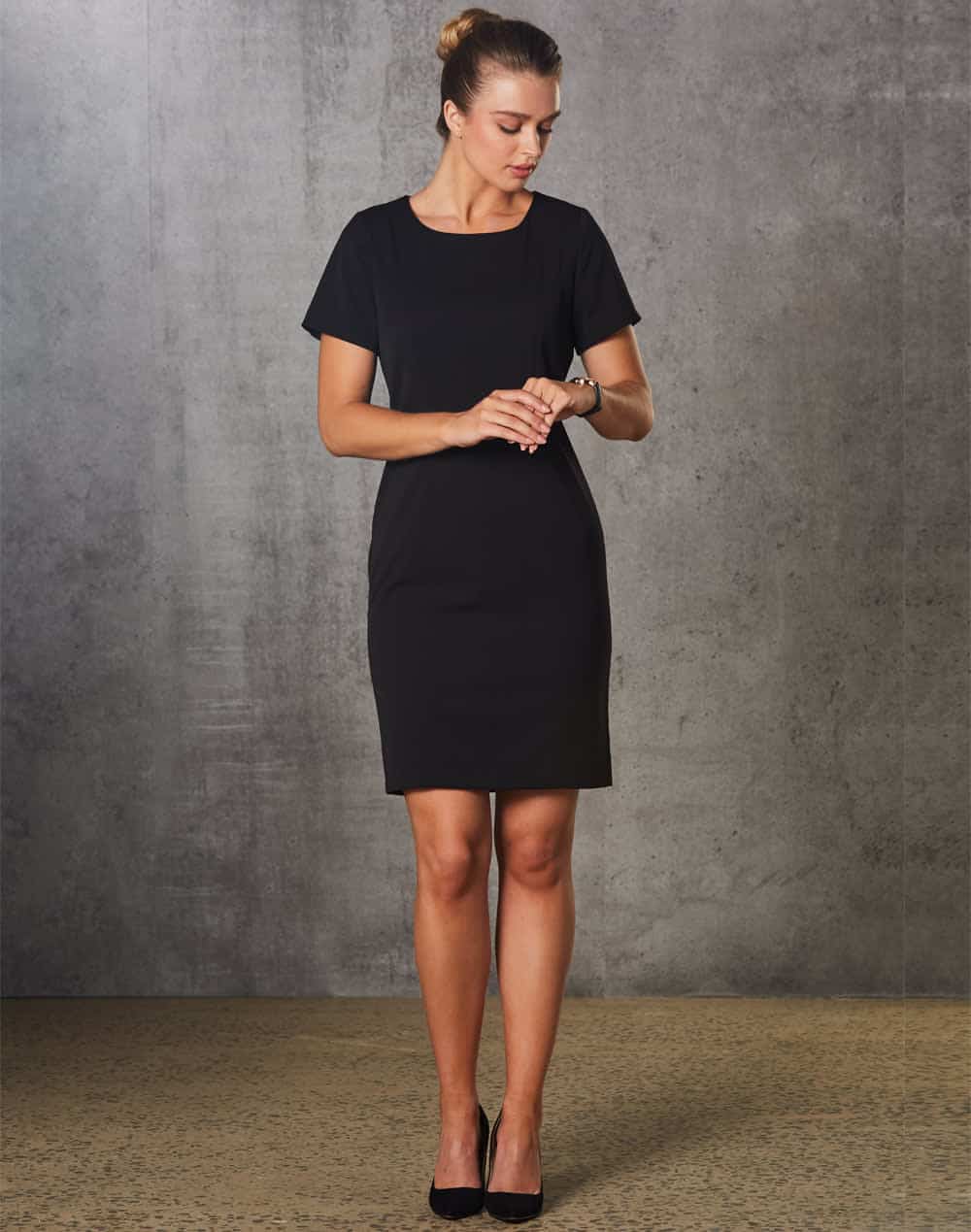 Ladies’ Poly/viscose Stretch, Short Sleeve Dress