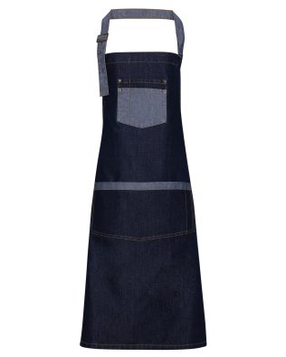 Premier Workwear Domain contrast denim bib apron C3-PR127