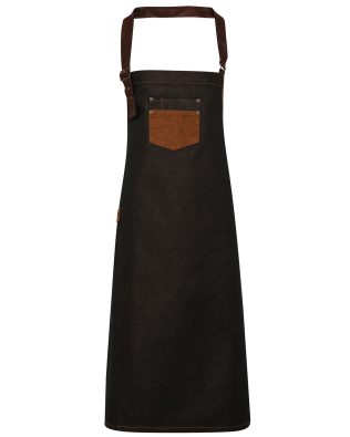 Premier Workwear Division waxed-look denim bib apron C3-PR136