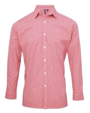 Premier Workwear Microcheck (gingham) long sleeve cotton shirt C3-PR220