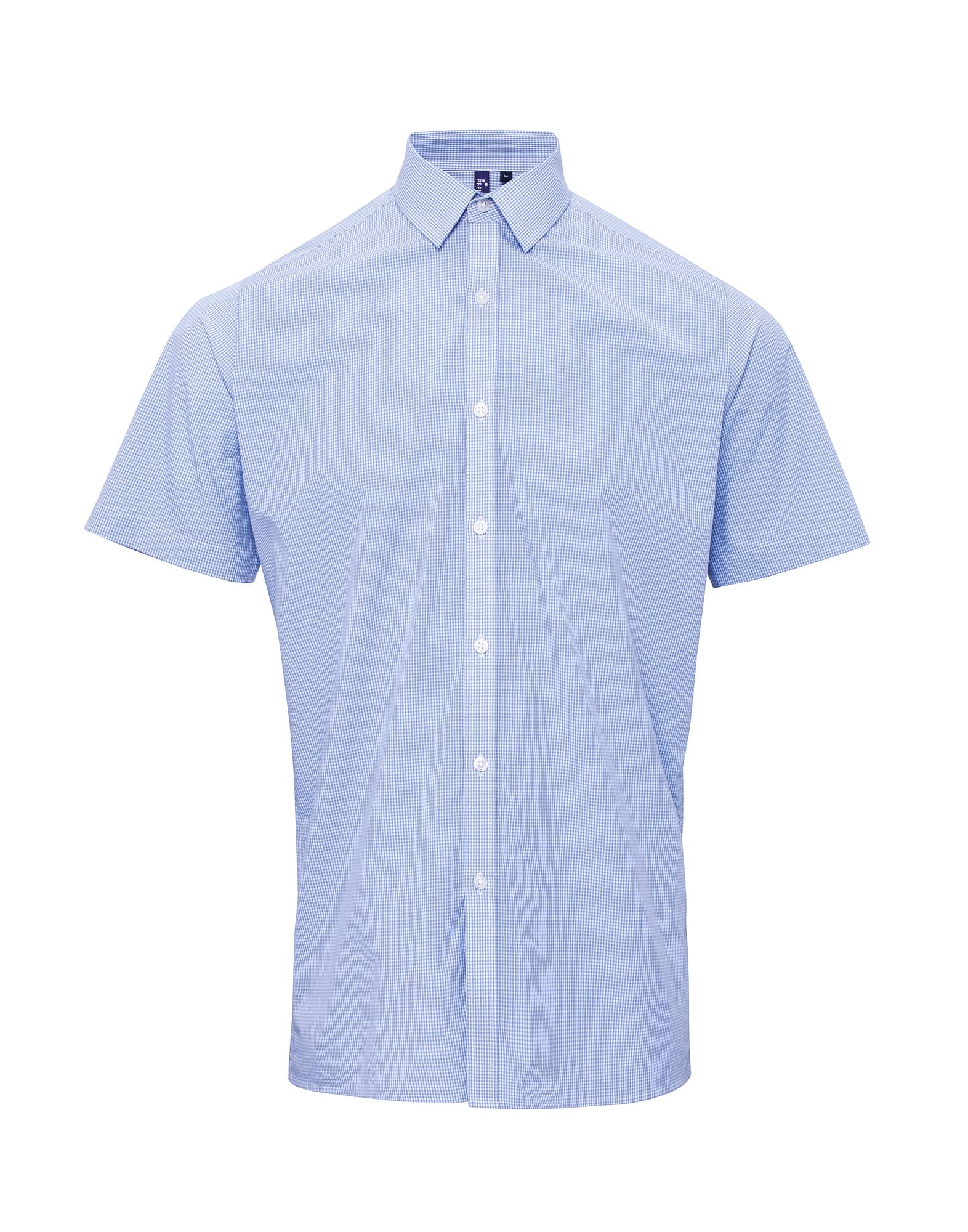 Microcheck (gingham) short sleeve cotton shirt C3-PR221