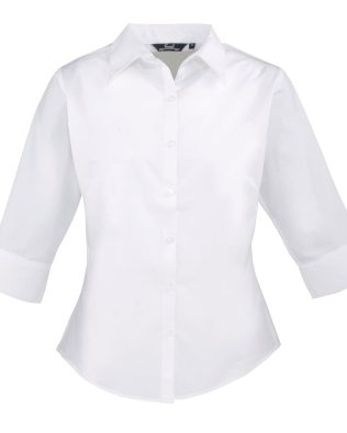 Premier Workwear Women’s ¾ sleeve poplin blouse C3-PR305-BW-22-26