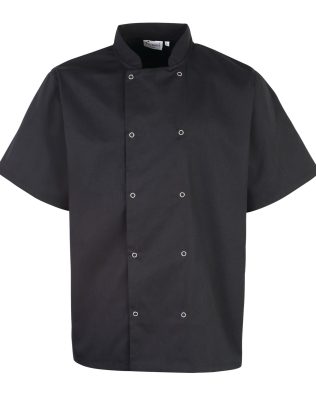 Premier Workwear Studded front short sleeve chef’s jacket C3-PR664