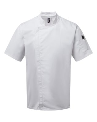 Premier Workwear Chef’s zip-close short sleeve jacket C3-PR906-D