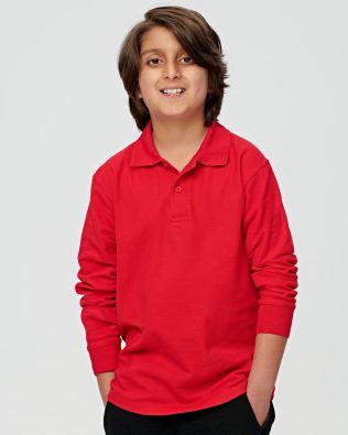 Shiny Kids Traditional Poly/Cotton Pique Knit Long Sleeve Polo SH-PS12K