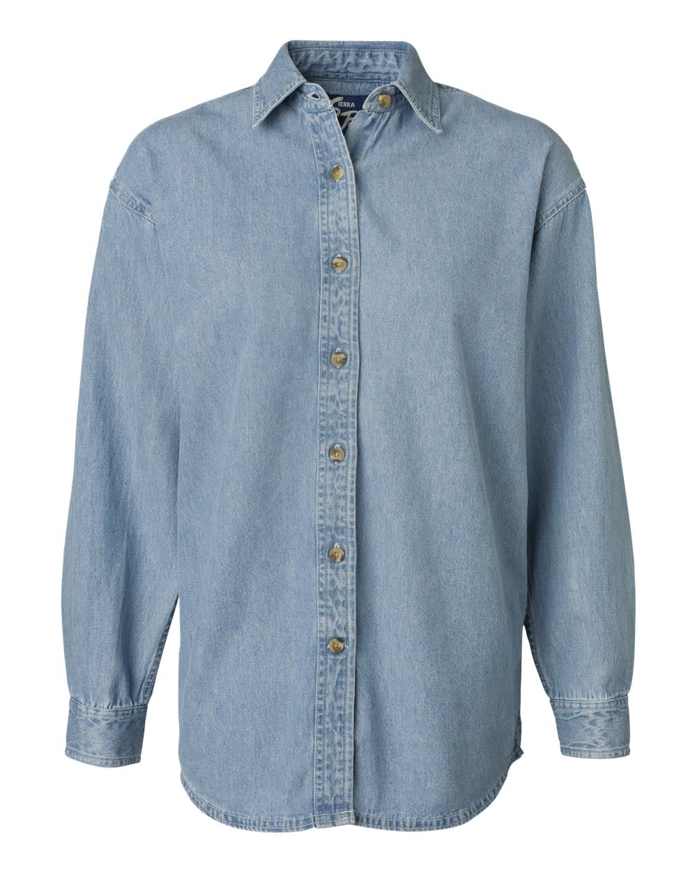 Ladies L-s 100% Cotton Denim Shirt