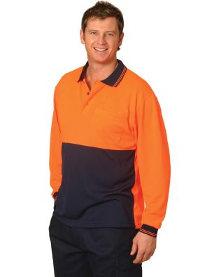 Shiny Hi-Vis cooldry safety polo L/S SH-SW05CD