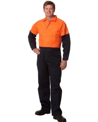 Shiny Hi-Vis Two Tone Men’s Cotton Drill Coverall-Stout SH-SW205