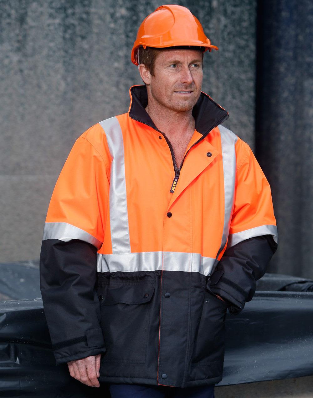 Hi Vis Two Tone Rain Proof Jacket With Quilt Lining