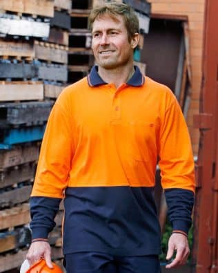 Shiny Hi-Vis Cotton Two Tone L/S Safety Polo SH-SW36