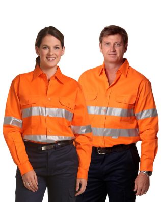Shiny Men’s Hi-Vis L/S Drill Shirt With 3M Tapes SH-SW52