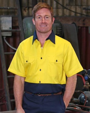 Shiny Hi-Vis two tone S/S cotton work shirt SH-SW53