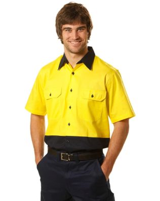 Shiny Hi-Vis two tone S/S cotton work shirt SH-SW57