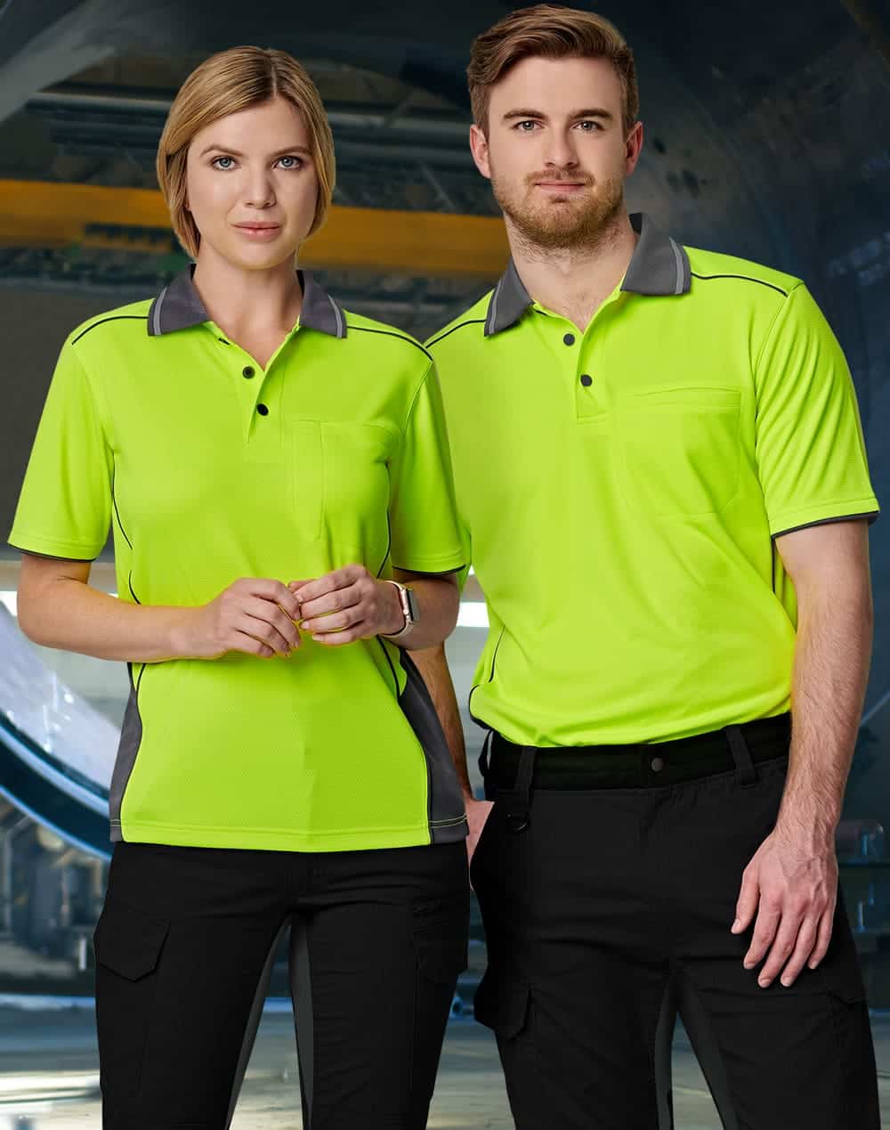 Unisex Hi Vis Bamboo Charcoal Vented Ss Polo