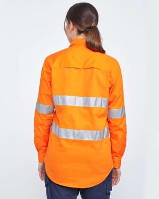 Shiny Hi Vis Cool-Breeze Closed Front L/S Shirt (Perforated Tape) SH-SW87