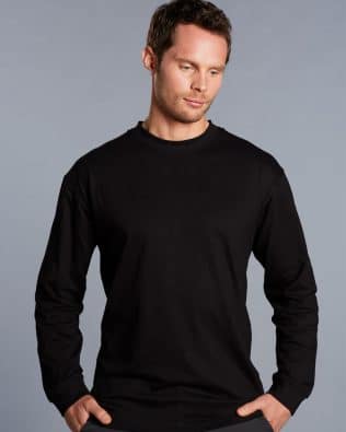 Shiny mens cotton crew neck L/S tee SH-TS02