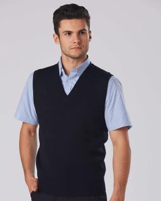 Shiny V Neck Wool / Acrylic Knit Vest SH-WJ02
