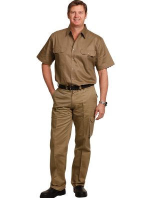 Shiny drill pant pocket on leg / regular fit SH-WP07