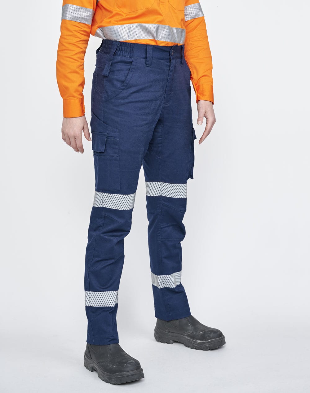 Unisex Cotton Stretch Rip Stop Work Pants With Segmented Tape