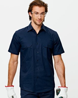 Shiny Cotton Drill Short Sleeve Work Shirt SH-WT03