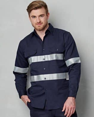 Shiny Cotton Drill L/S Work Shirt 3M Tapes SH-WT04HV