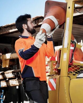 Custom Syzmik Mens Hi Vis Squad Long Sleeve Polo FA-ZH238