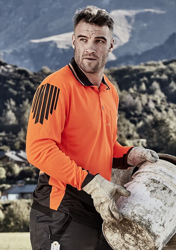 Mens Hi Vis Flux Long Sleeve Polo