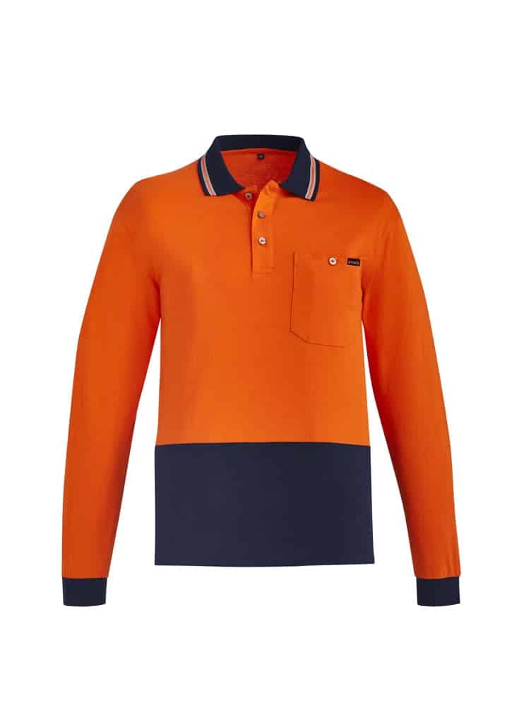 Mens Hi Vis Cotton Long Sleeve Polo