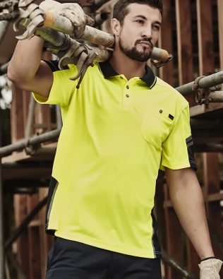 Custom Syzmik Mens Hi Vis Reinforced Squad Short Sleeve Polo FA-ZH465