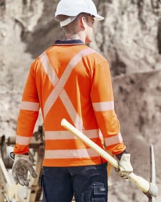 Custom Syzmik Unisex Hi Vis X Back NSW Rail Long Sleeve Polo FA-ZH690