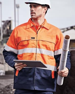 Custom Syzmik Mens Hi Vis Cotton Drill Jacket FA-ZJ590
