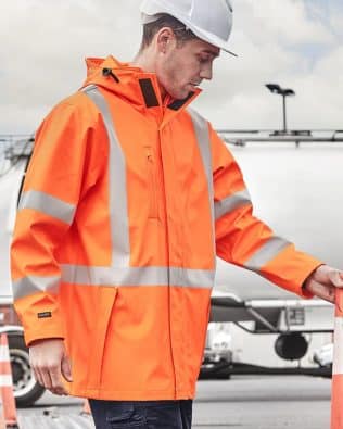 Custom Syzmik Mens Hi Vis X Back Heavy Duty Waterproof Jacket FA-ZJ620-AU