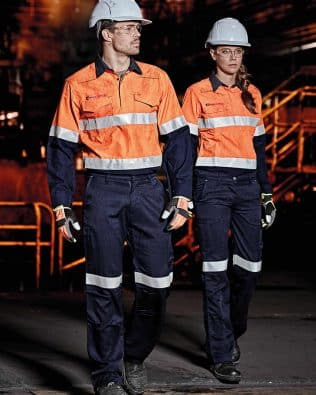 Custom Syzmik Mens Orange Flame Taped Cargo Pant (Regular) FA-ZP521