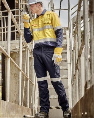 Custom Syzmik Mens Orange Flame Taped Cargo Pant (Stout) FA-ZP521S