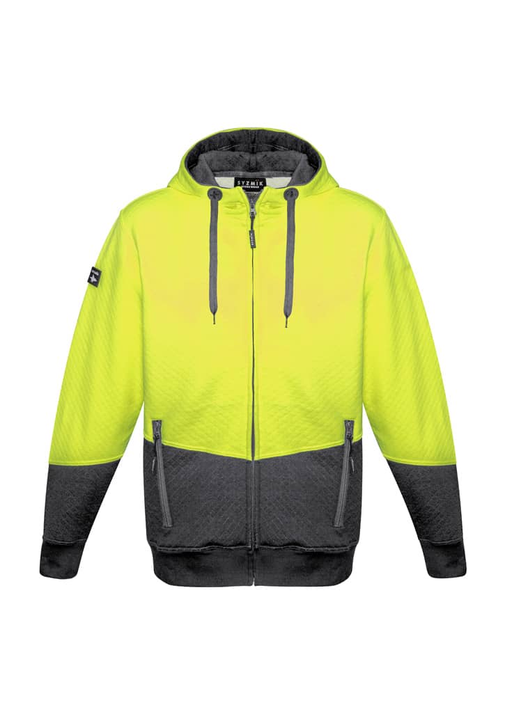 Unisex Hi Vis Textured Jacquard Full Zip Hoodie