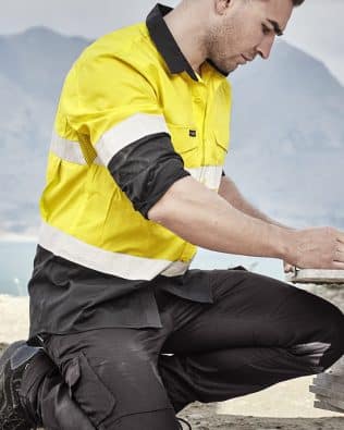 Custom Syzmik Mens Rugged Cooling Hi Vis Taped Long Sleeve Shirt FA-ZW129