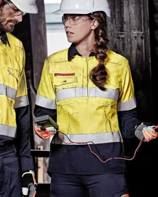 Custom Syzmik Womens FR Closed Front Hooped Taped Spliced Shirt FA-ZW131