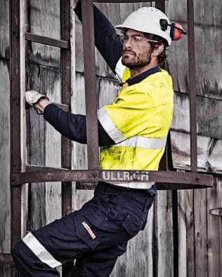 Custom Syzmik Mens Orange Flame Hi Vis Closed Front Shirt – Hoop Taped FA-ZW143