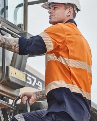 Custom Syzmik Mens Rugged Cooling Hi Vis Segmented Tape Long Sleeve Shirt FA-ZW229