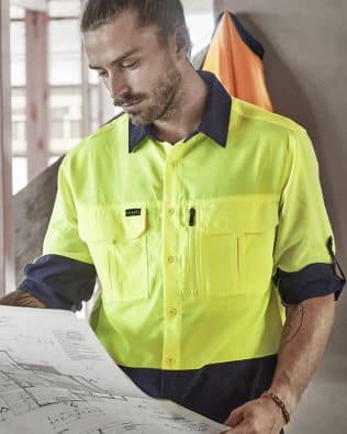 Custom Syzmik Mens Hi Vis Outdoor Long Sleeve Shirt FA-ZW468