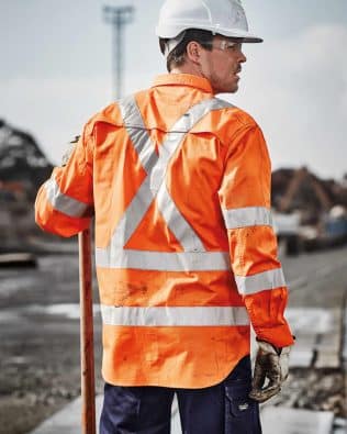 Custom Syzmik Mens Hi Vis X Back Taped Long Sleeve Shirt FA-ZW690