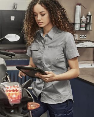 Custom Syzmik Womens Lightweight Tradie Short Sleeve Shirt FA-ZWL120