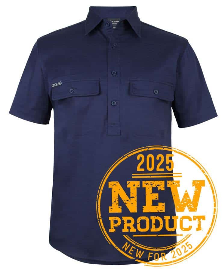 JB's S/S 150G STRETCH CLOSE FRONT WORK SHIRT NAVY -