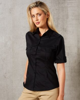 Shiny Women’s Short Sleeve Military Shirt SH-M8911